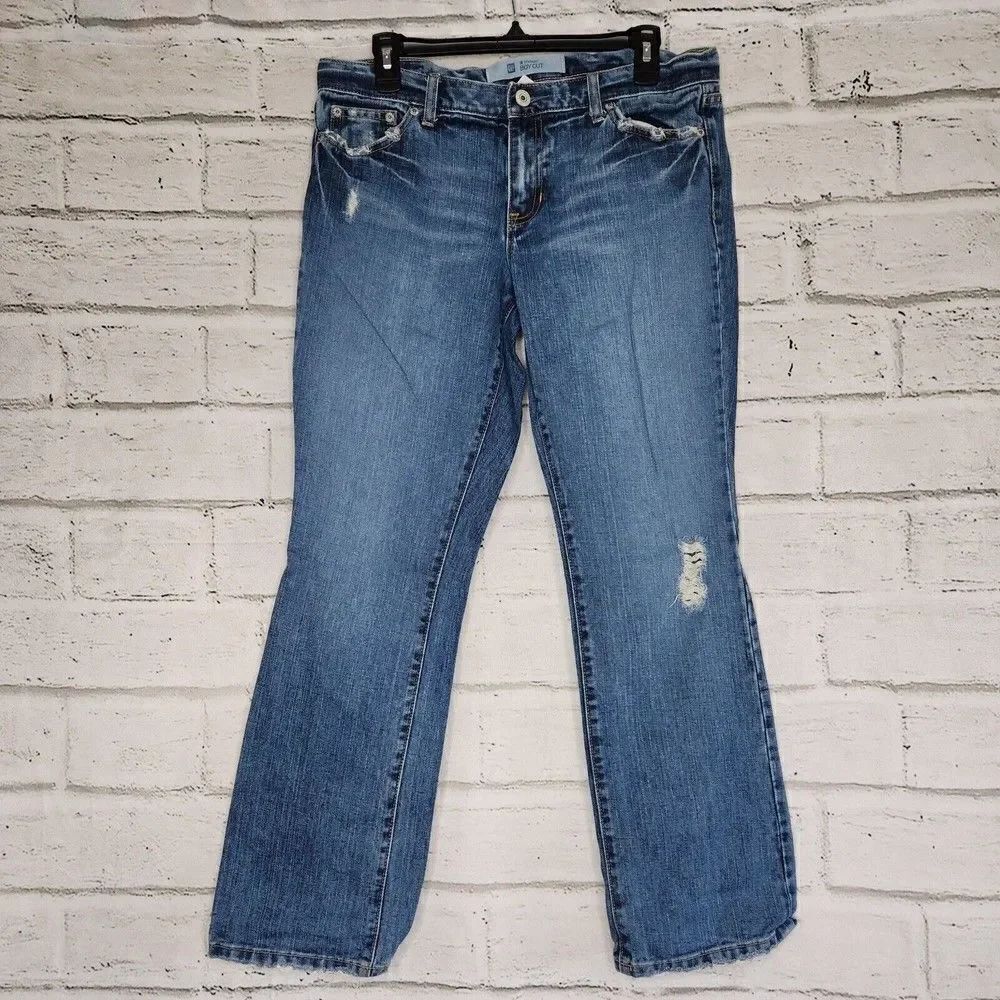Vintage Gap Straight Boy Cut Jeans Womens 10 Medium Wash Denim 100% Cotton